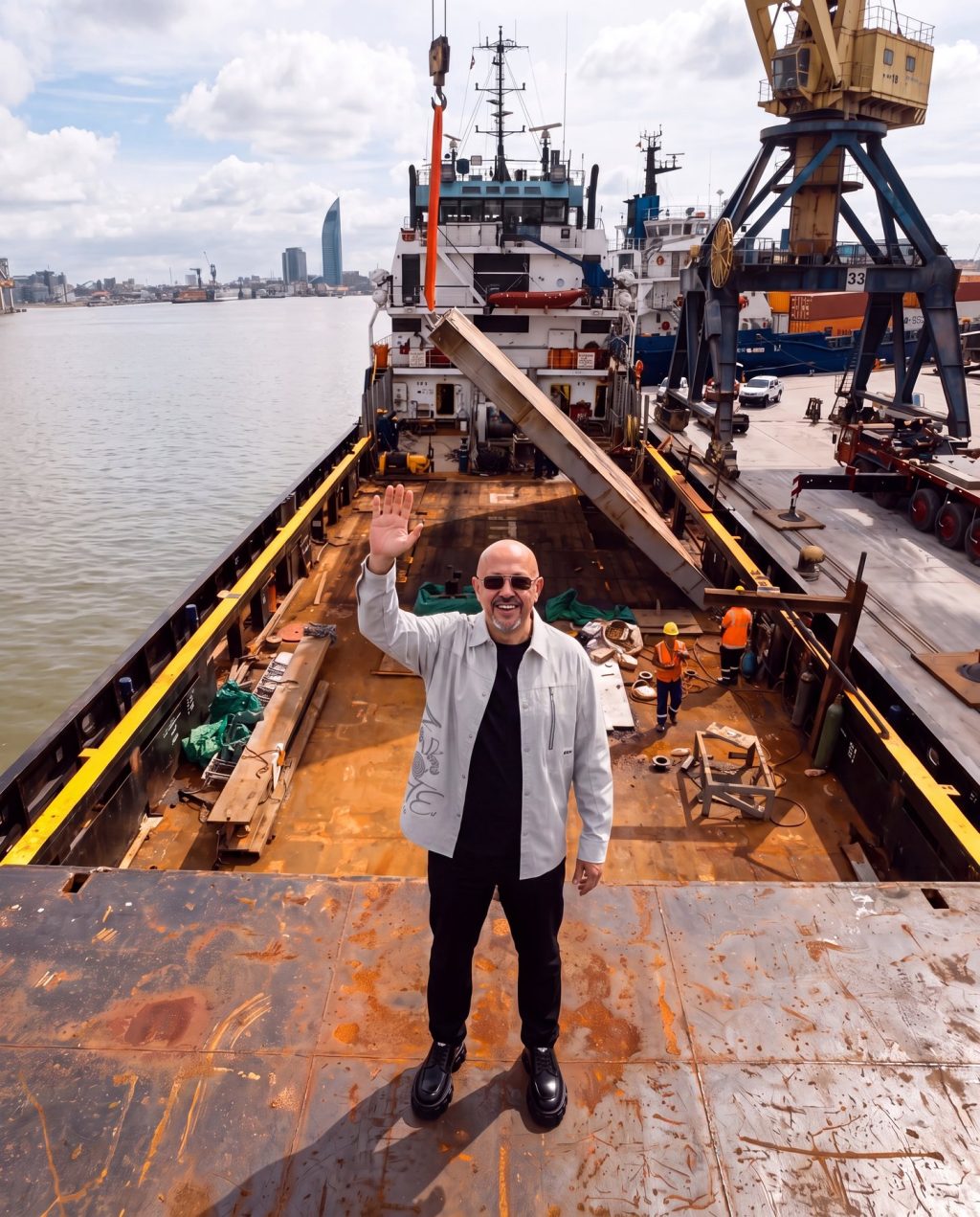 Egemen Mustafa Şener (Egemen Şener), Montevideo tersane güvertesinde